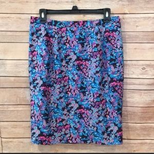 Boden Floral Pencil Skirt in Blue, Pink & Purple